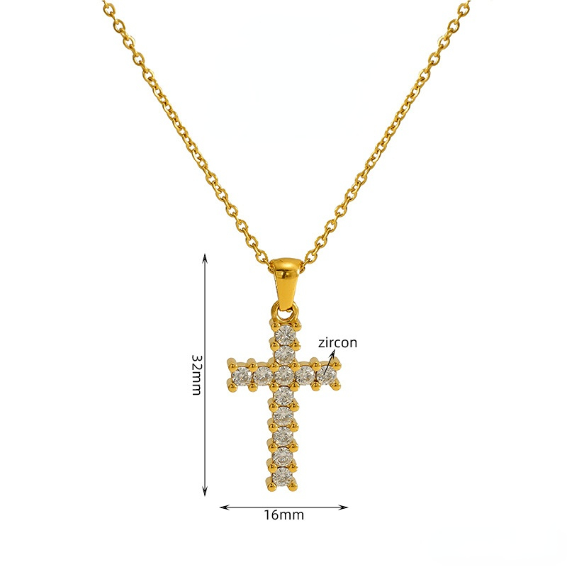 1 Stück Simple Series Daily Cross Edelstahl 18 Karat vergoldet Unisex Anhänger Halsketten