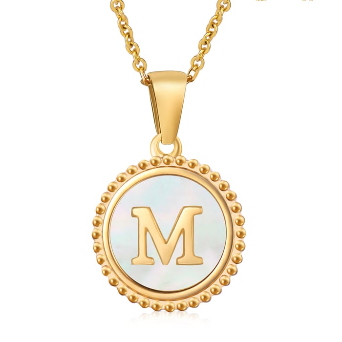 Collier avec pendentif simple lettre M pour femme, série Golden Simple, 1 pièce 