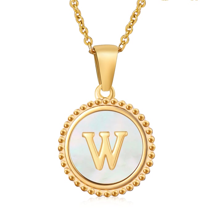 Collier avec pendentif simple lettre W pour femme, série Golden Simple, 1 pièce 