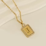 Colore oro / 1 pezzo di collana con ciondolo a forma di lettera J semplice serie dorata da donna Immagine10