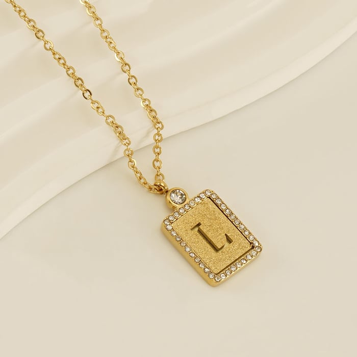 1 pezzo di collana con ciondolo a forma di lettera L semplice serie dorata da donna 