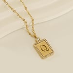 Colore oro / 1 pezzo di collana con ciondolo a forma di lettera Q semplice serie dorata da donna Immagine17