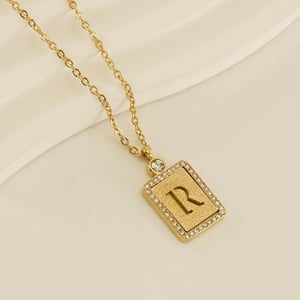 1 pezzo di collana con ciondolo a forma di lettera R semplice serie dorata da donna h5 