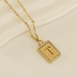 1 pezzo di collana con ciondolo a forma di lettera T semplice serie dorata da donna h5 