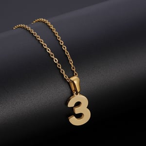 1 Piece Modern Series Number 3 Classic Stainless Steel Gold Color Women's Pendant Necklaces h5 