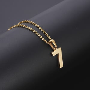 Collier avec pendentif classique en acier inoxydable couleur or pour femme, série moderne numéro 7, 1 pièce h5 