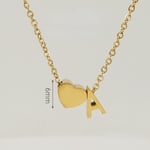 Gold color / 1 Piece Romantic Series Letter A Heart Shape Classic Stainless Steel Gold Color Women's Pendant Necklaces 