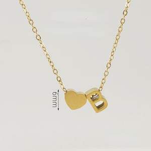 1 Piece Romantic Series Letter B Heart Shape Classic Stainless Steel Gold Color Women's Pendant Necklaces h5 