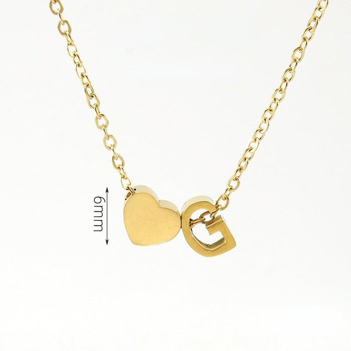 Collier avec pendentif en acier inoxydable couleur or pour femme, série romantique, lettre G, 1 pièce 