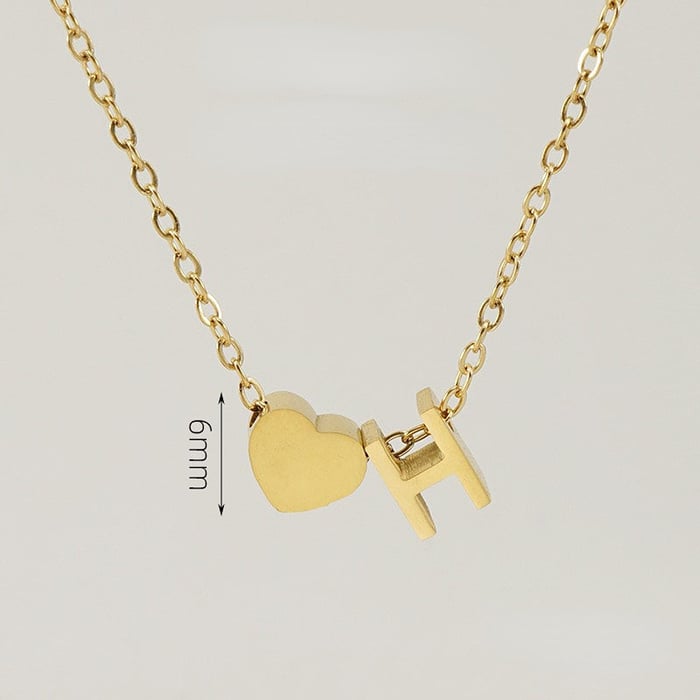 1 pezzo serie romantica lettera H forma cuore classico in acciaio inossidabile color oro collane con ciondolo da donna 