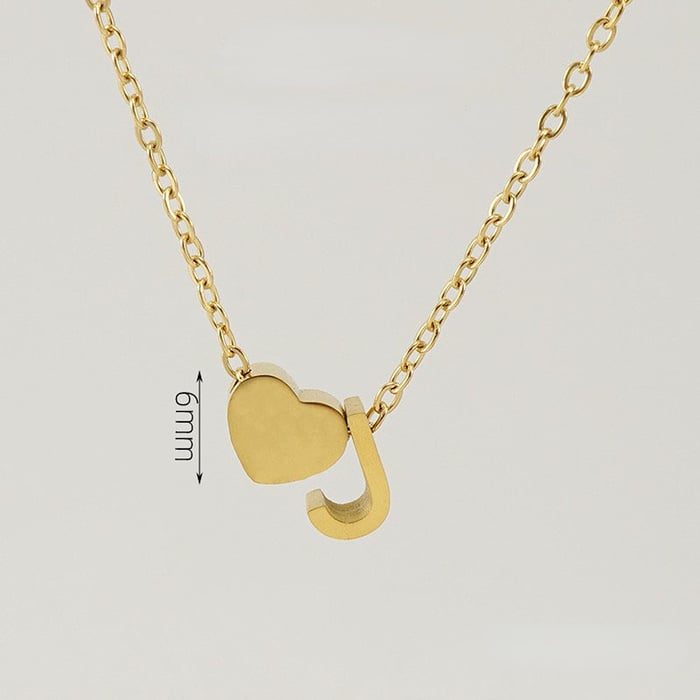 1 Piece Romantic Series Letter J Heart Shape Classic Stainless Steel Gold Color Women's Pendant Necklaces 