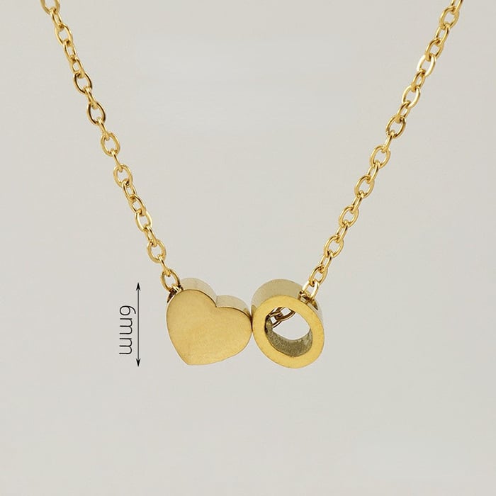 1 Piece Romantic Series Letter O Heart Shape Classic Stainless Steel Gold Color Women's Pendant Necklaces 