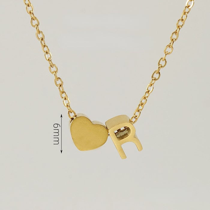 1 Piece Romantic Series Letter R Heart Shape Classic Stainless Steel Gold Color Women's Pendant Necklaces 