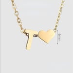 Gold color / 1 Piece Romantic Series Letter T Heart Shape Classic Stainless Steel Gold Color Women's Pendant Necklaces Picture20