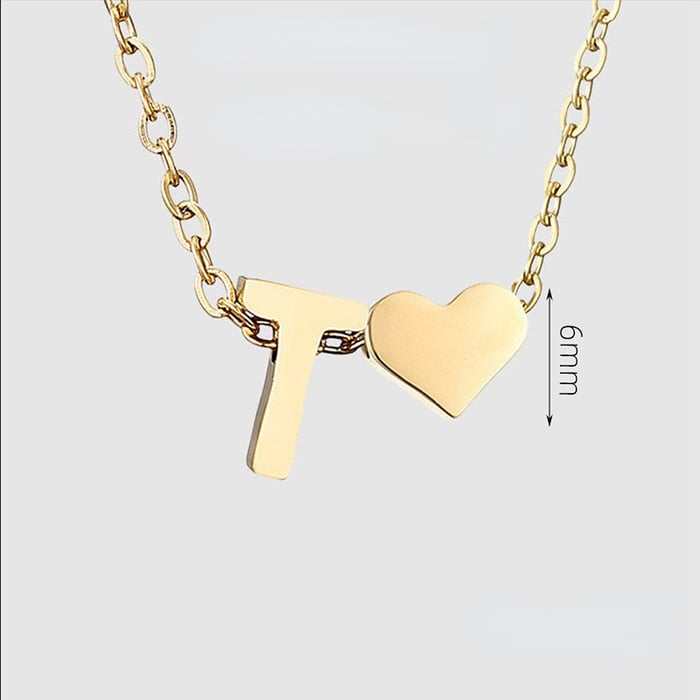 1 pezzo serie romantica lettera T forma cuore classico in acciaio inossidabile color oro collane con ciondolo da donna 