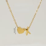 Gold color / 1 Piece Romantic Series Letter X Heart Shape Classic Stainless Steel Gold Color Women's Pendant Necklaces Picture24