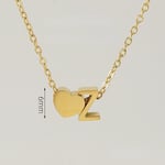 Gold color / 1 Piece Romantic Series Letter Z Heart Shape Classic Stainless Steel Gold Color Women's Pendant Necklaces Picture26