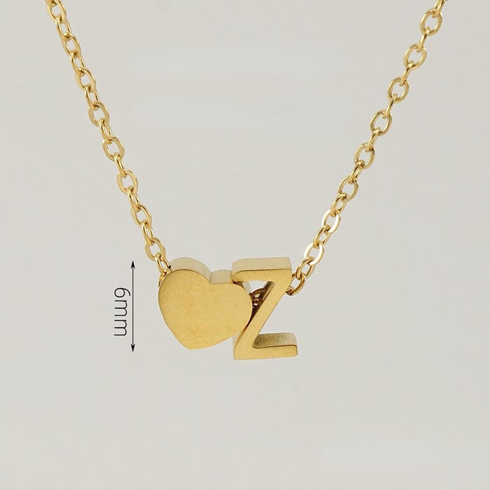 1 pezzo serie romantica lettera Z forma cuore classico in acciaio inossidabile color oro collane con ciondolo da donna 