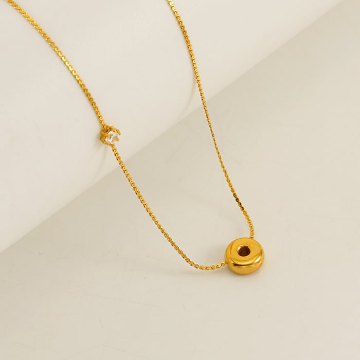 1 Piece Elegant Series Daily Cute Letter O Stainless Steel Gold Color Women's Pendant Necklaces 