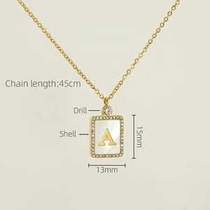 1 pezzo di collana con ciondolo rettangolare lettera A in acciaio inossidabile color oro da donna h5 Immagine6