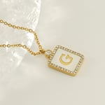 Colore oro / 1 pezzo di collana con ciondolo rettangolare lettera G in acciaio inossidabile color oro da donna Immagine7