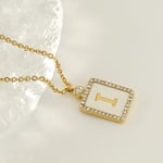 Colore oro / 1 pezzo di collana con ciondolo rettangolare a forma di lettera I in acciaio inossidabile color oro da donna Immagine9