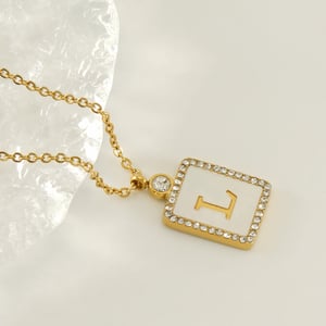 1 pezzo splendida serie rettangolare lettera L in acciaio inossidabile color oro collane con ciondolo da donna h5 