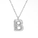 Silver color / 1 Piece Classic Series Modern Letter B Stainless Steel Silver Color Women's Pendant Necklaces Picture2