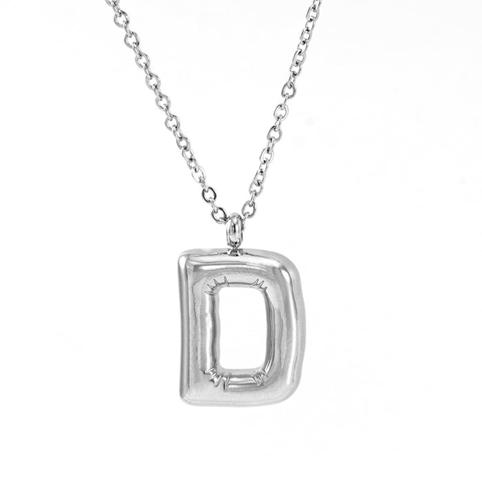 1 pezzo classico serie moderna lettera D in acciaio inossidabile color argento collane con ciondolo da donna 