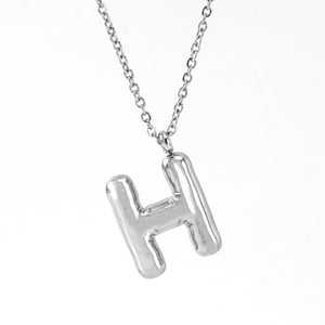 1 pezzo classico serie moderna lettera H in acciaio inossidabile color argento collane con ciondolo da donna h5 