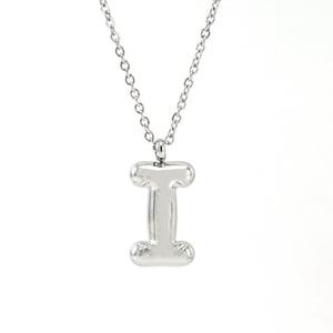 1 Piece Classic Series Modern Letter I Stainless Steel Silver Color Women's Pendant Necklaces h5 