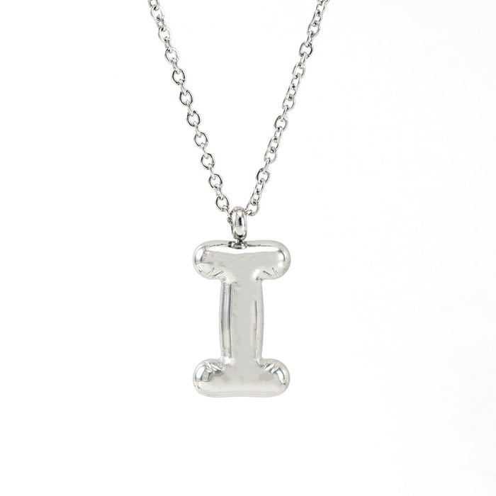 1 pezzo serie classica moderna lettera I in acciaio inossidabile color argento collane con ciondolo da donna 