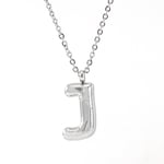 Silver color / 1 Piece Classic Series Modern Letter J Stainless Steel Silver Color Women's Pendant Necklaces Picture10