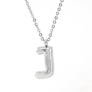 1 Piece Classic Series Modern Letter J Stainless Steel Silver Color Women's Pendant Necklaces h5 