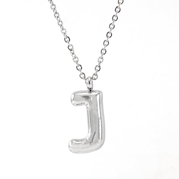 1 Piece Classic Series Modern Letter J Stainless Steel Silver Color Women's Pendant Necklaces 