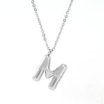 Silver color / 1 Piece Classic Series Modern Letter M Stainless Steel Silver Color Women's Pendant Necklaces Picture13