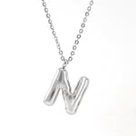 Silver color / 1 Piece Classic Series Modern Letter N Stainless Steel Silver Color Women's Pendant Necklaces Picture14