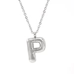 Silver color / 1 Piece Classic Series Modern Letter P Stainless Steel Silver Color Women's Pendant Necklaces Picture16