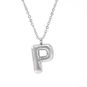 1 pezzo serie classica moderna lettera P in acciaio inossidabile color argento collane con ciondolo da donna h5 