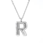 Silver color / 1 Piece Classic Series Modern Letter R Stainless Steel Silver Color Women's Pendant Necklaces Picture18