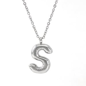 1 pezzo serie classica moderna lettera S in acciaio inossidabile color argento collane con ciondolo da donna h5 