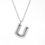 Silver color / 1 Piece Classic Series Modern Letter U Stainless Steel Silver Color Women's Pendant Necklaces Picture21