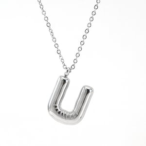 1 pezzo serie classica moderna lettera U in acciaio inossidabile color argento collane con ciondolo da donna h5 