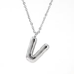 Silver color / 1 Piece Classic Series Modern Letter V Stainless Steel Silver Color Women's Pendant Necklaces Picture22