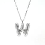 Silver color / 1 Piece Classic Series Modern Letter W Stainless Steel Silver Color Women's Pendant Necklaces Picture23