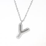 Silver color / 1 Piece Classic Series Modern Letter Y Stainless Steel Silver Color Women's Pendant Necklaces Picture25