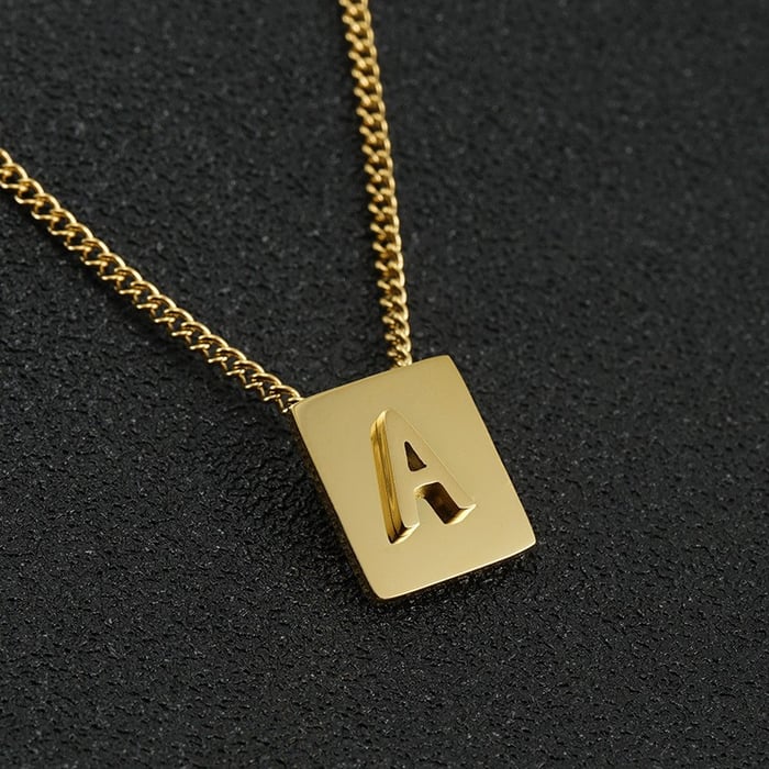 1 Piece Daily Series Minimalist Letter A Stainless Steel Gold Color Unisex Pendant Necklaces 