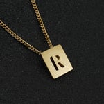 Colore oro / 1 pezzo serie giornaliera minimalista lettera R in acciaio inossidabile color oro collane con ciondolo unisex Immagine18