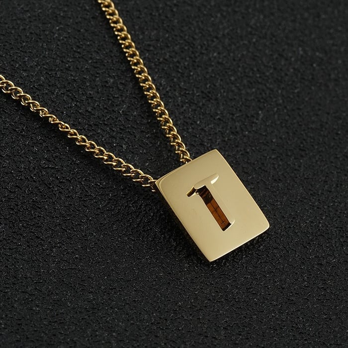 1 pezzo serie giornaliera minimalista lettera T in acciaio inossidabile color oro collane con ciondolo unisex 