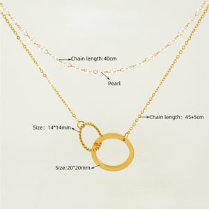 1 Piece Trendy Series Love Annular Stainless Steel Gold Color Women's Layer Necklace h5 